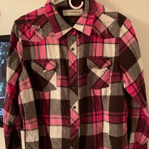 Flannel shirt with front snaps